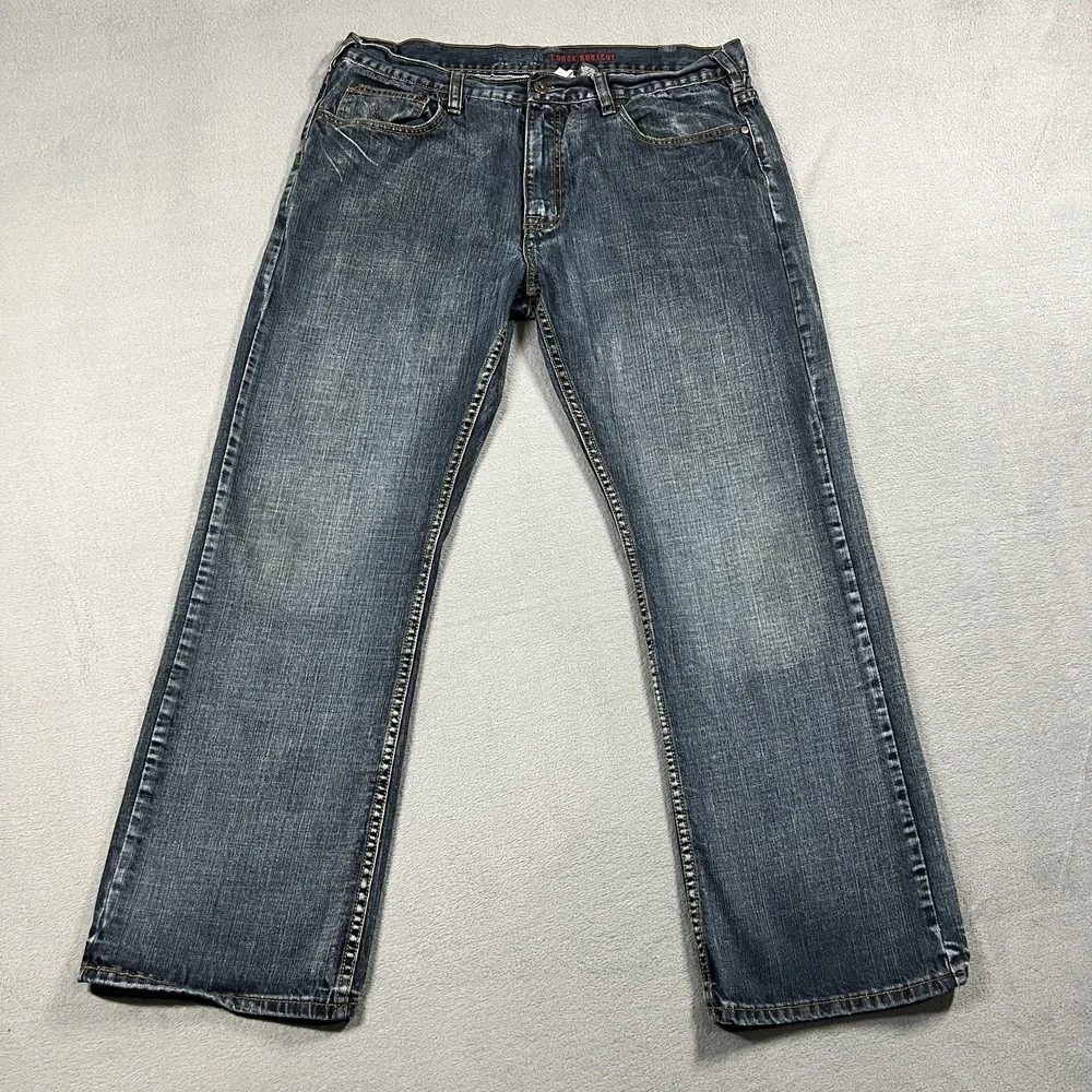 Urban Pipeline Jeans Mens 38x32 Blue Relaxed Bootcut Dark Wash Denim